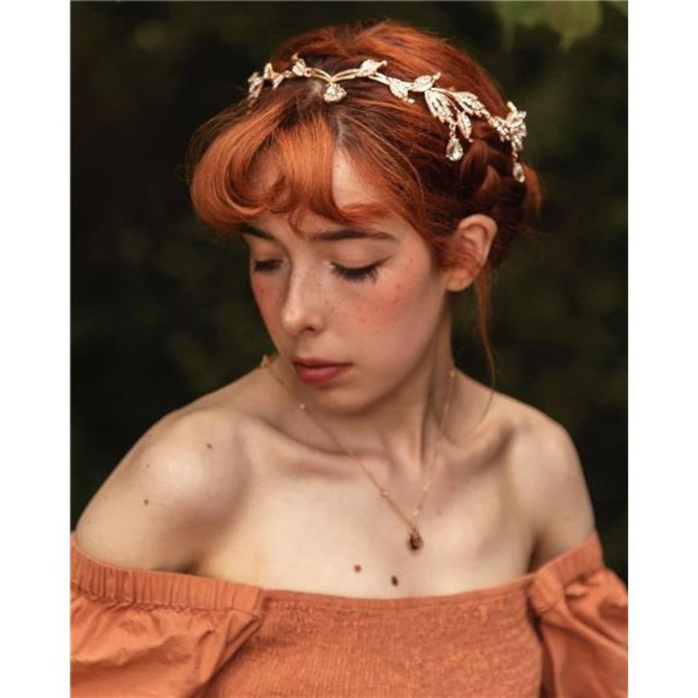 Rhinestone Leaf Wedding Tiara | Rose Gold Crown Headband